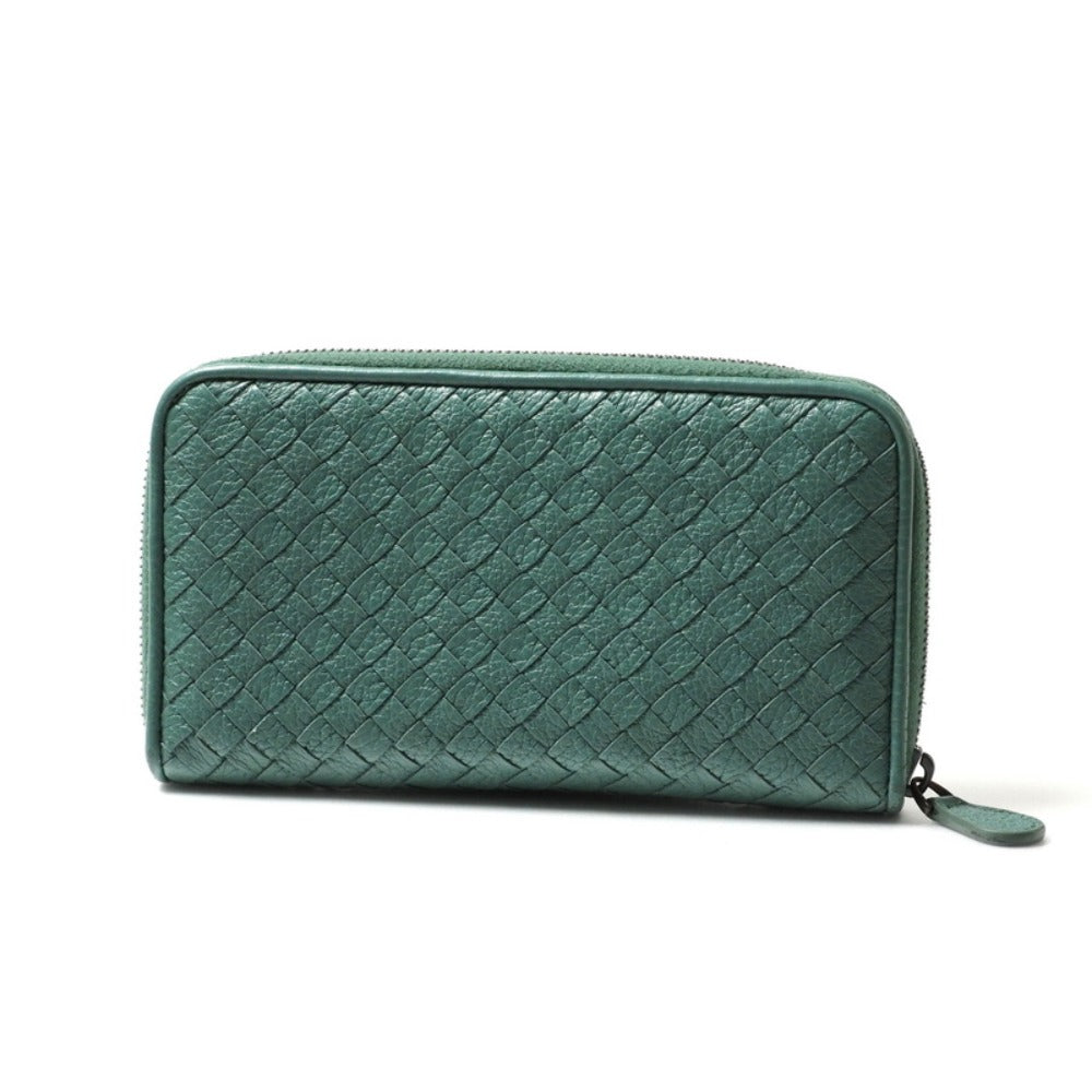 BOTTEGAVENETA Long Wallet Purse Genuine Leather green unisex(Unisex)