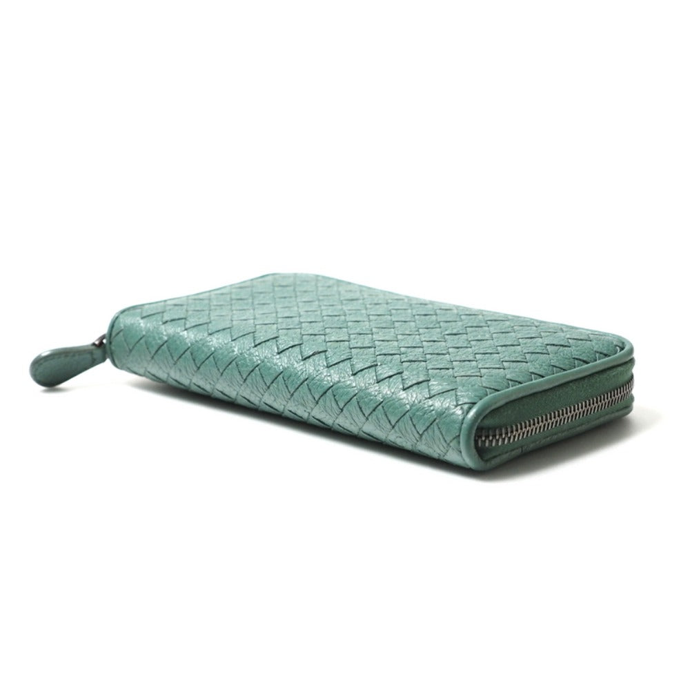 BOTTEGAVENETA Long Wallet Purse Genuine Leather green unisex(Unisex)