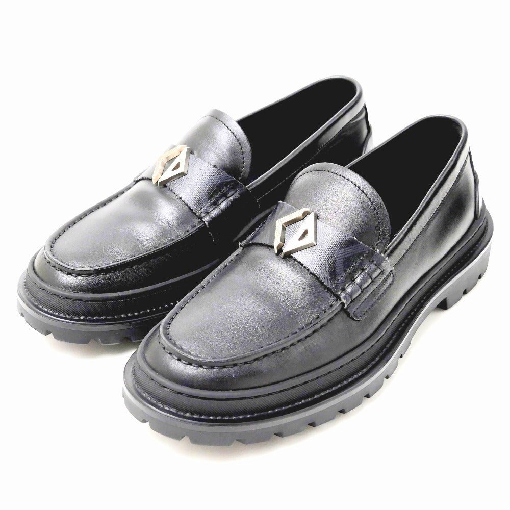 Dior loafers leather Black Silver Navy type Explorer mens 39