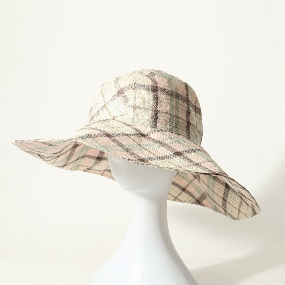 HERMES hat Outer material: 86% linen, 7% acrylic, 7% acetate Light pink/green/black Women 58