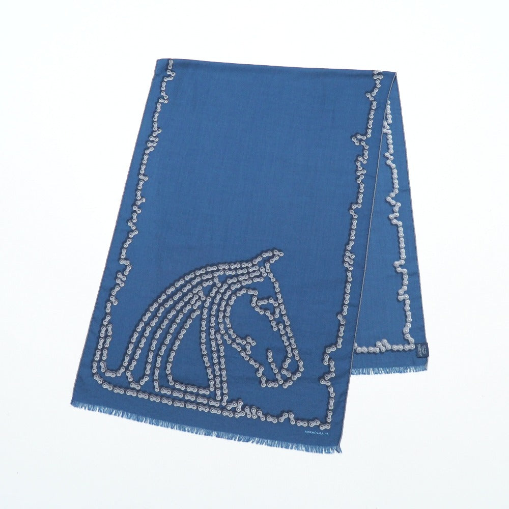 HERMES Stall cashmere blue Cheval Dechaine