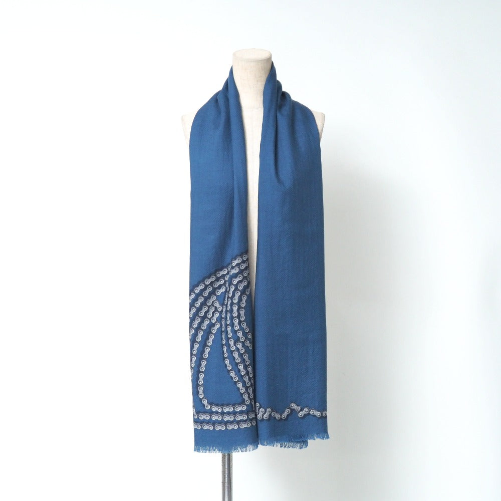 HERMES Stall cashmere blue Cheval Dechaine