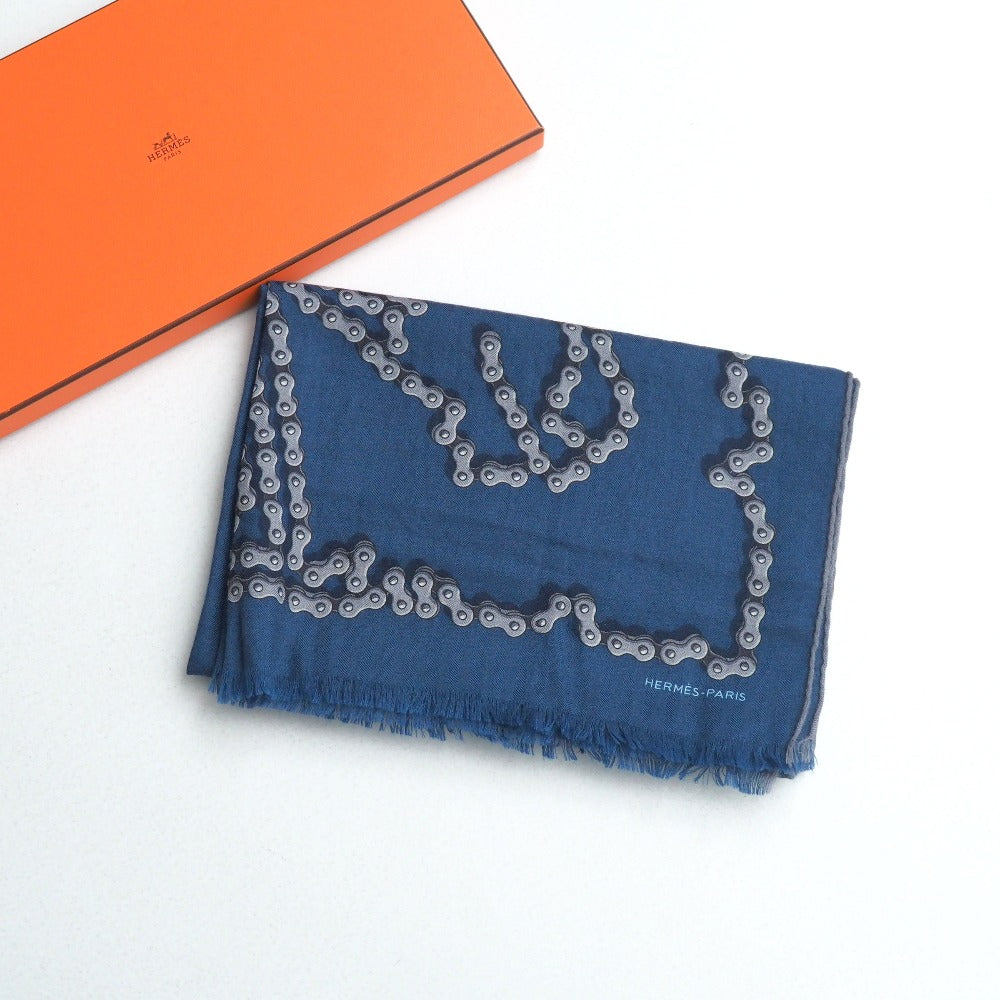 HERMES Stall cashmere blue Cheval Dechaine