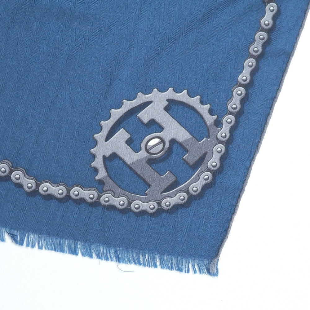 HERMES Stall cashmere blue Cheval Dechaine