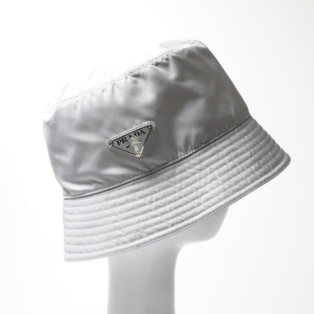 PRADA hat 100% recycled polyamide Silver gray type 1HC137 2DMI Women M/58cm