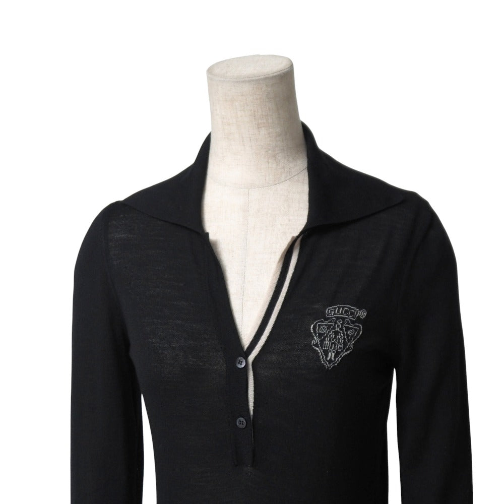 GUCCI knit 100% wool Black x Beige 164857 S