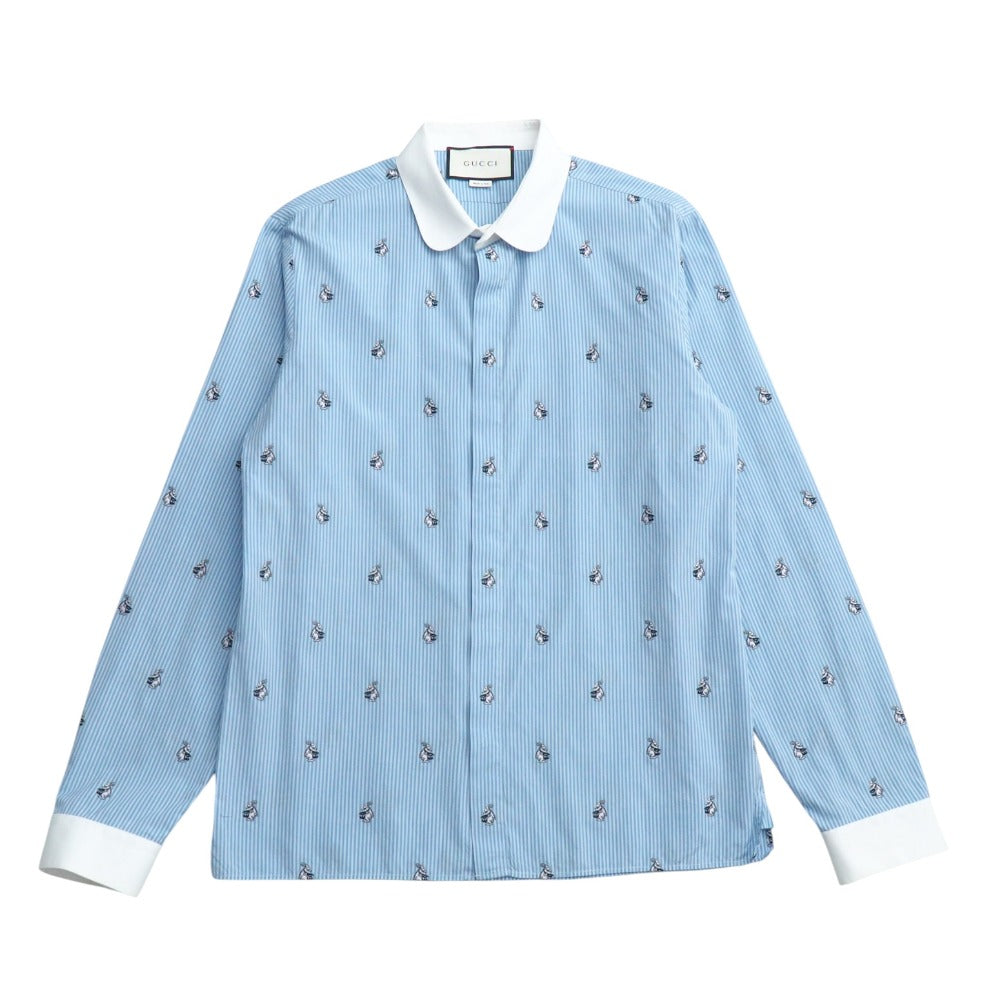 GUCCI Long sleeve shirt cotton Blue white Cambidge Cambridge 474002 Z381C 40