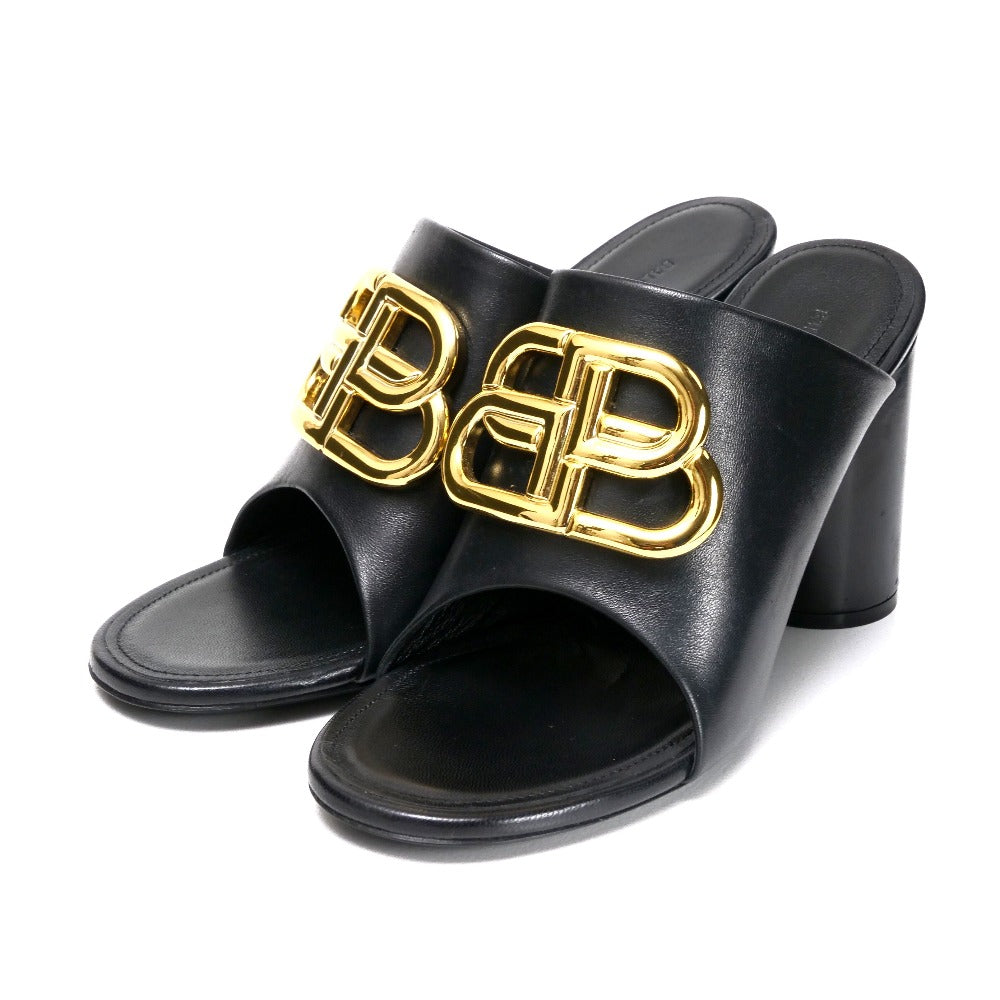 BALENCIAGA Sandals leather Black gold 604065 35