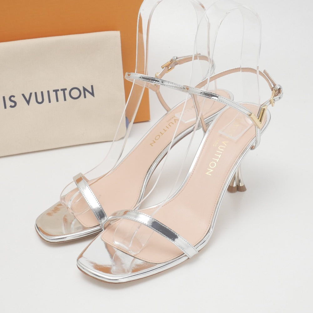LOUIS VUITTON Sandals Genuine Leather Silver Metal: Gold 40