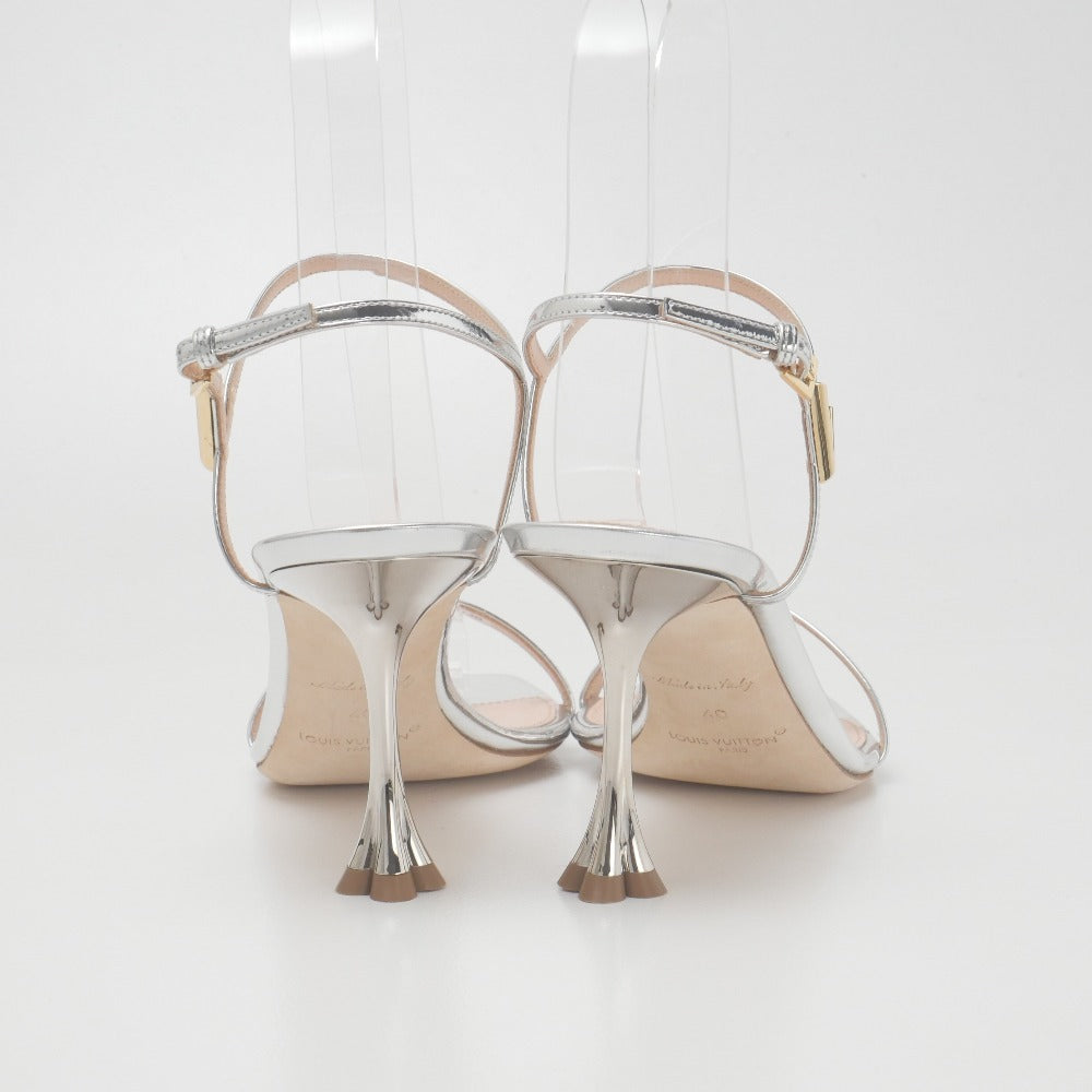 LOUIS VUITTON Sandals Genuine Leather Silver Metal: Gold 40