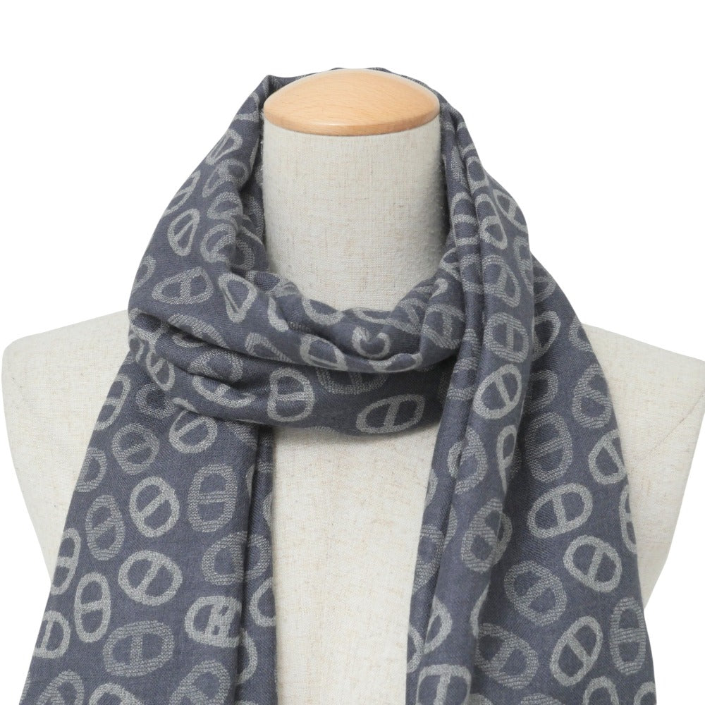 HERMES Stall cashmere Navy type Gray 702705T 06