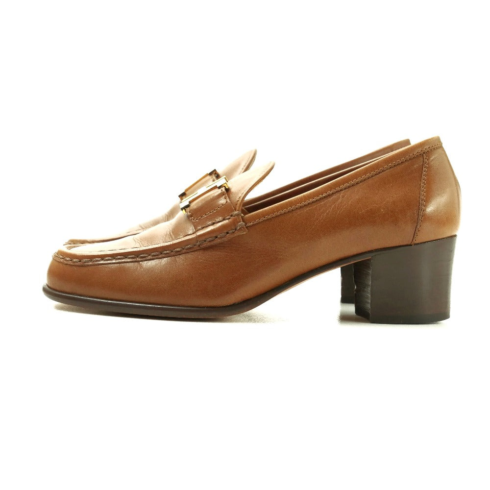 HERMES loafers leather Brown 35