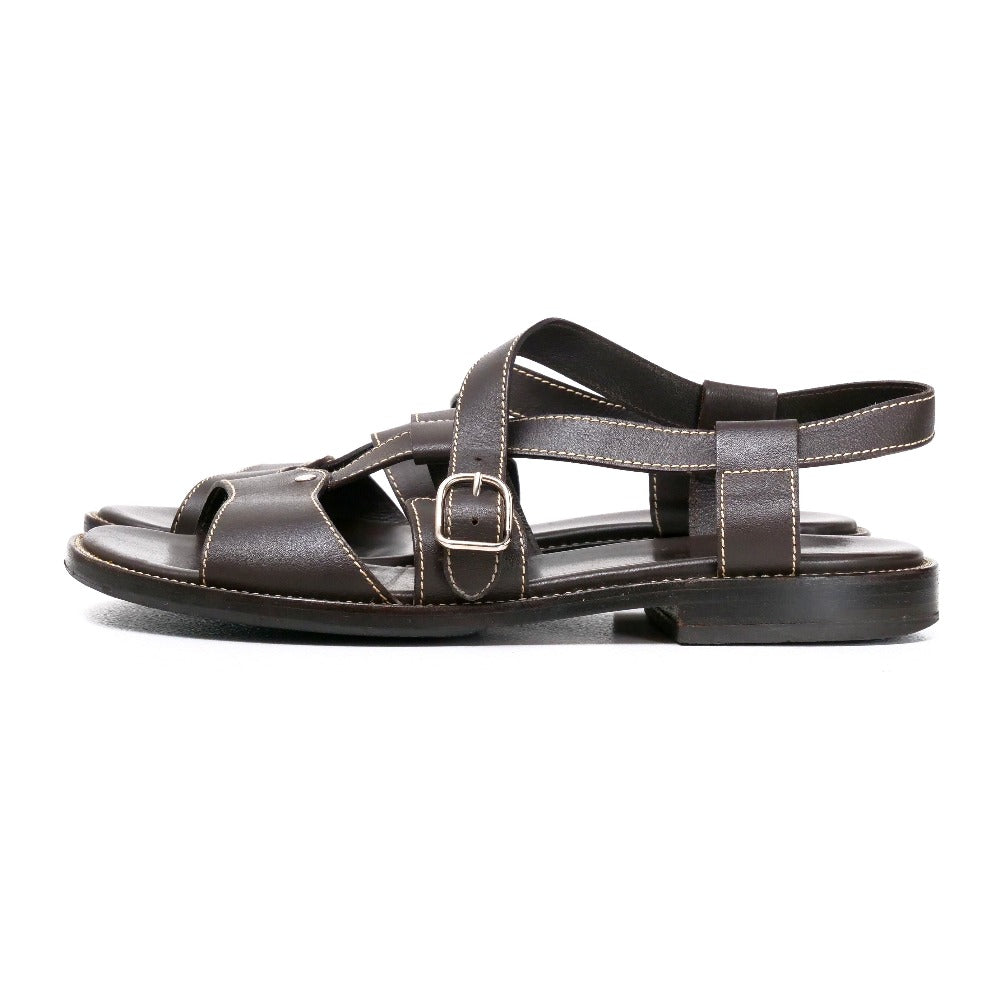 HERMES Sandals leather Dark brown 41