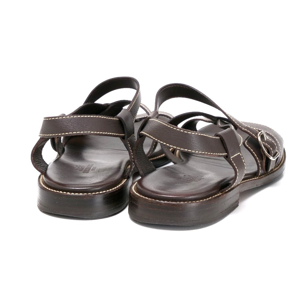 HERMES Sandals leather Dark brown 41