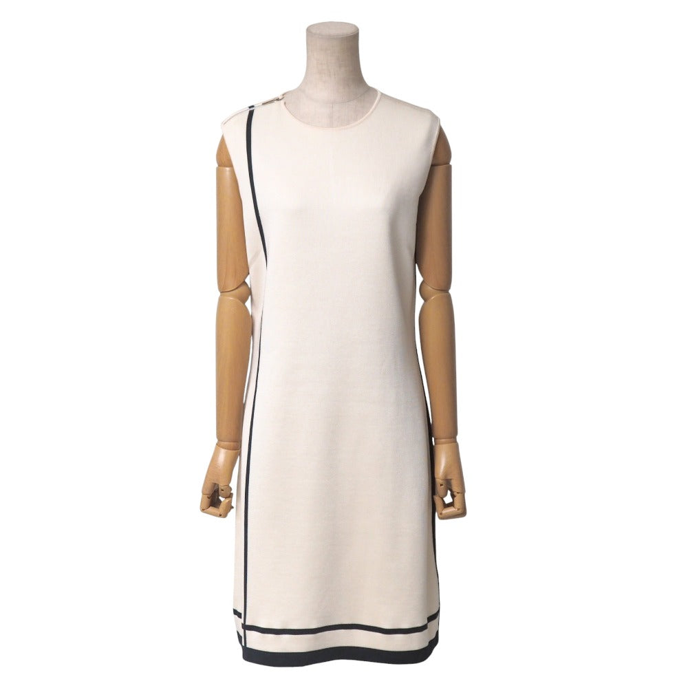 HERMES one piece silk Ivory Dark Navy 36