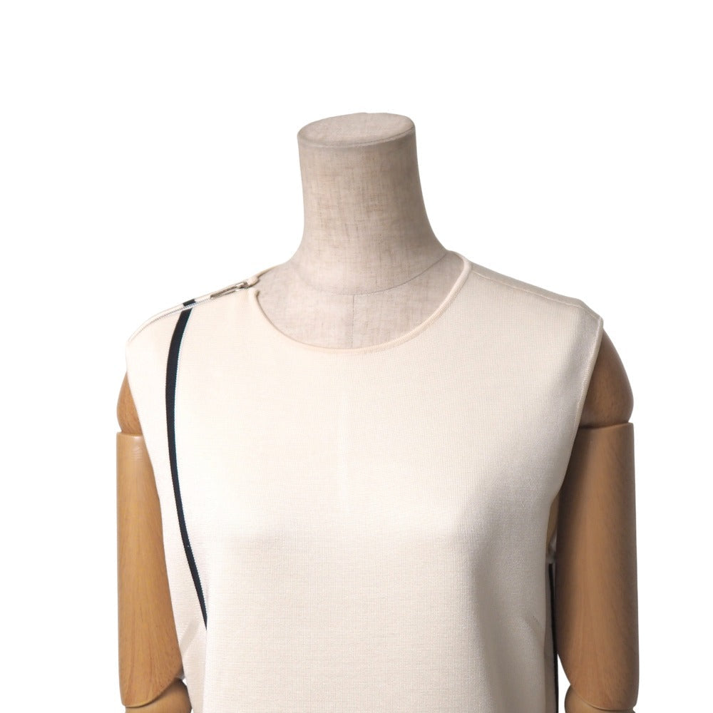 HERMES one piece silk Ivory Dark Navy 36