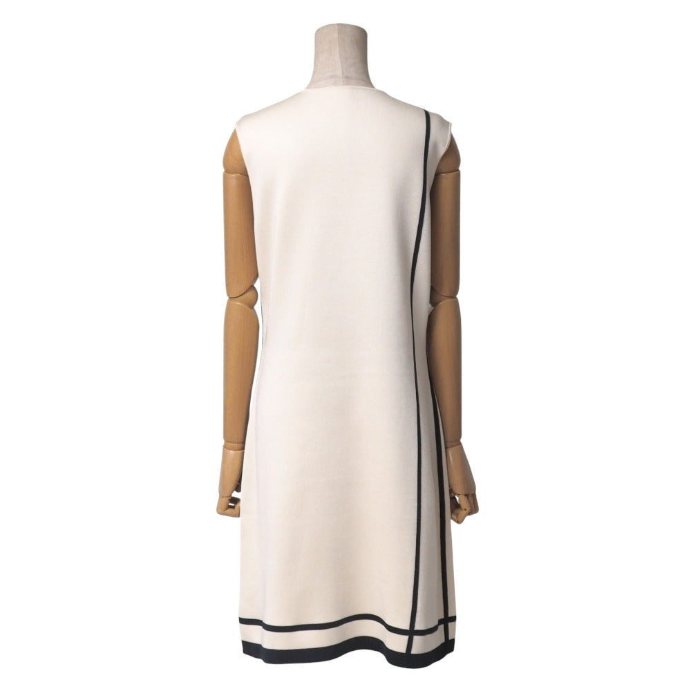 HERMES one piece silk Ivory Dark Navy 36