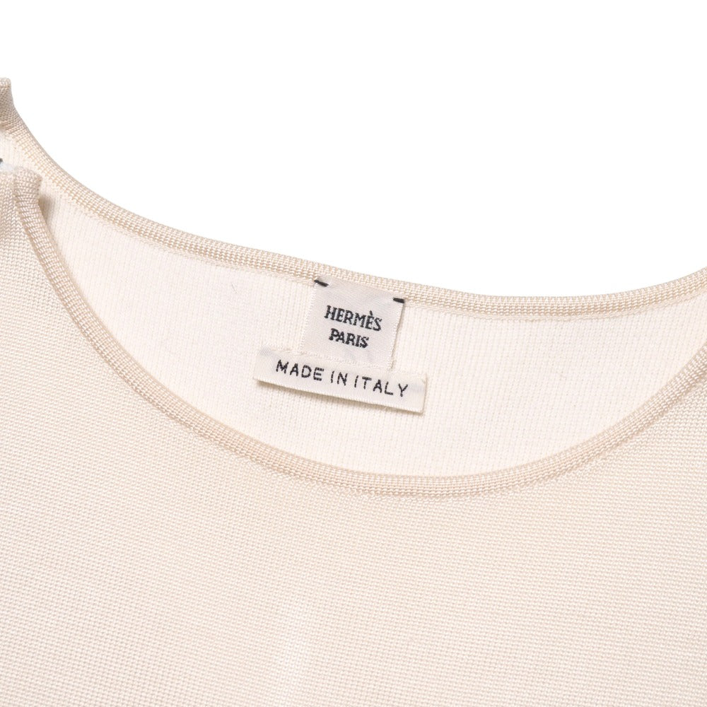 HERMES one piece silk Ivory Dark Navy 36