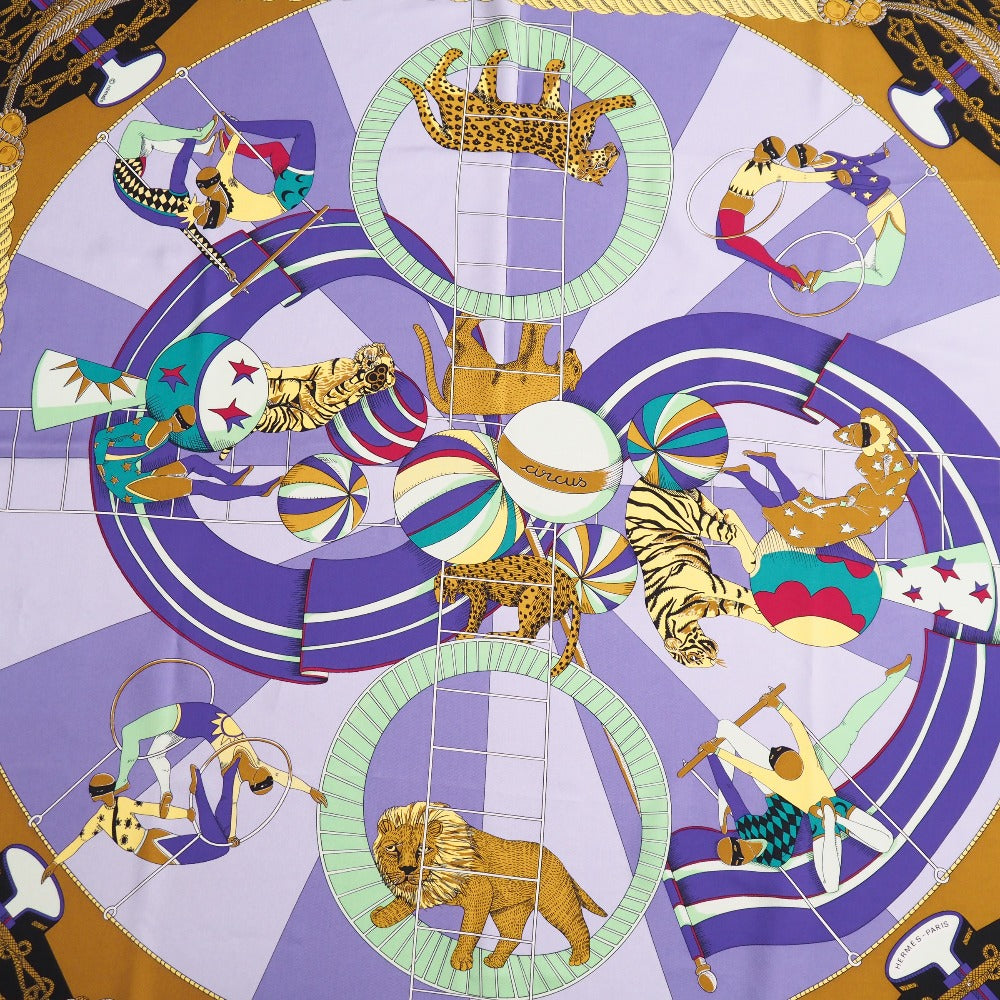 HERMES scarf Twill Black multicolor Carre90 circus circus