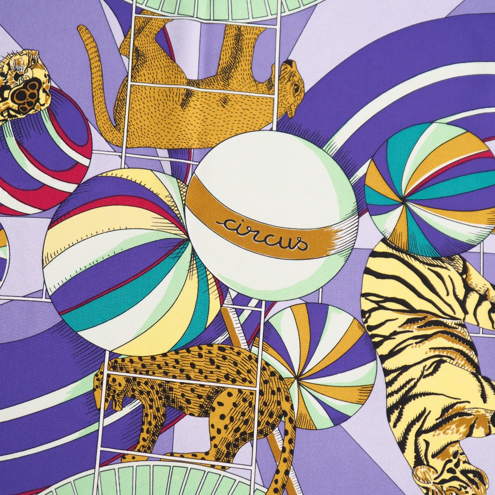 HERMES scarf Twill Black multicolor Carre90 circus circus