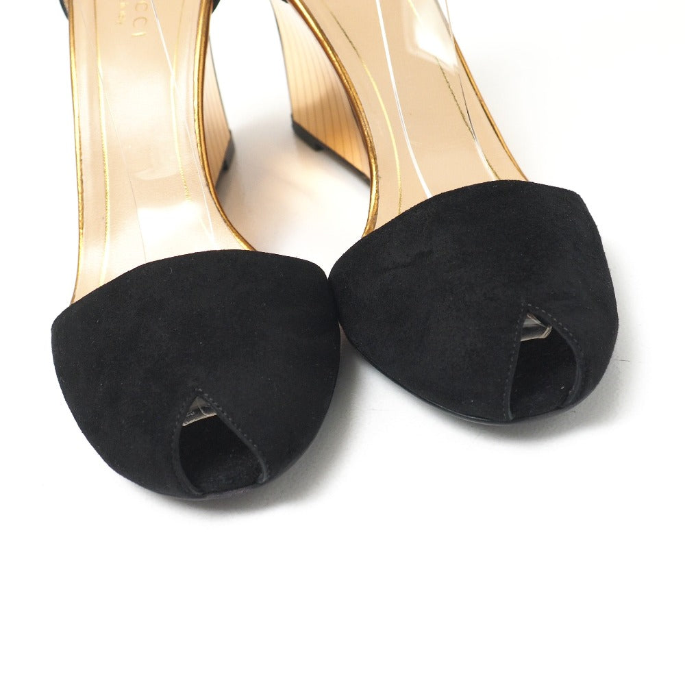 GUCCI Sandals Suede Gold black 37