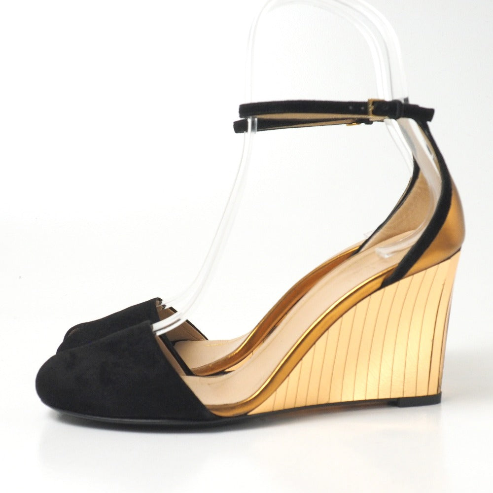 GUCCI Sandals Suede Gold black 37