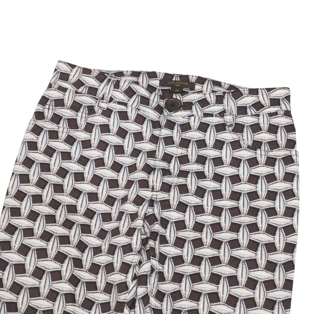 LOUIS VUITTON Pants cotton Brown white RW131A F3PA37B7D 34