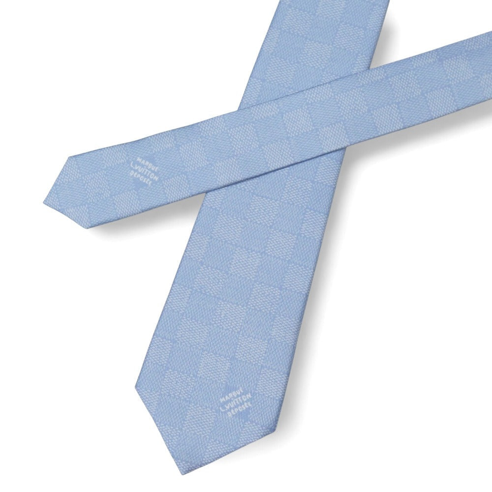 LOUIS VUITTON tie Damier Heritage Tie ããã¨ ããªãã¼ã¸ ãã¯ã¿ã¤ 100% silk Light blue M96633 S