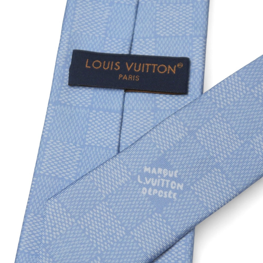 LOUIS VUITTON tie Damier Heritage Tie ããã¨ ããªãã¼ã¸ ãã¯ã¿ã¤ 100% silk Light blue M96633 S