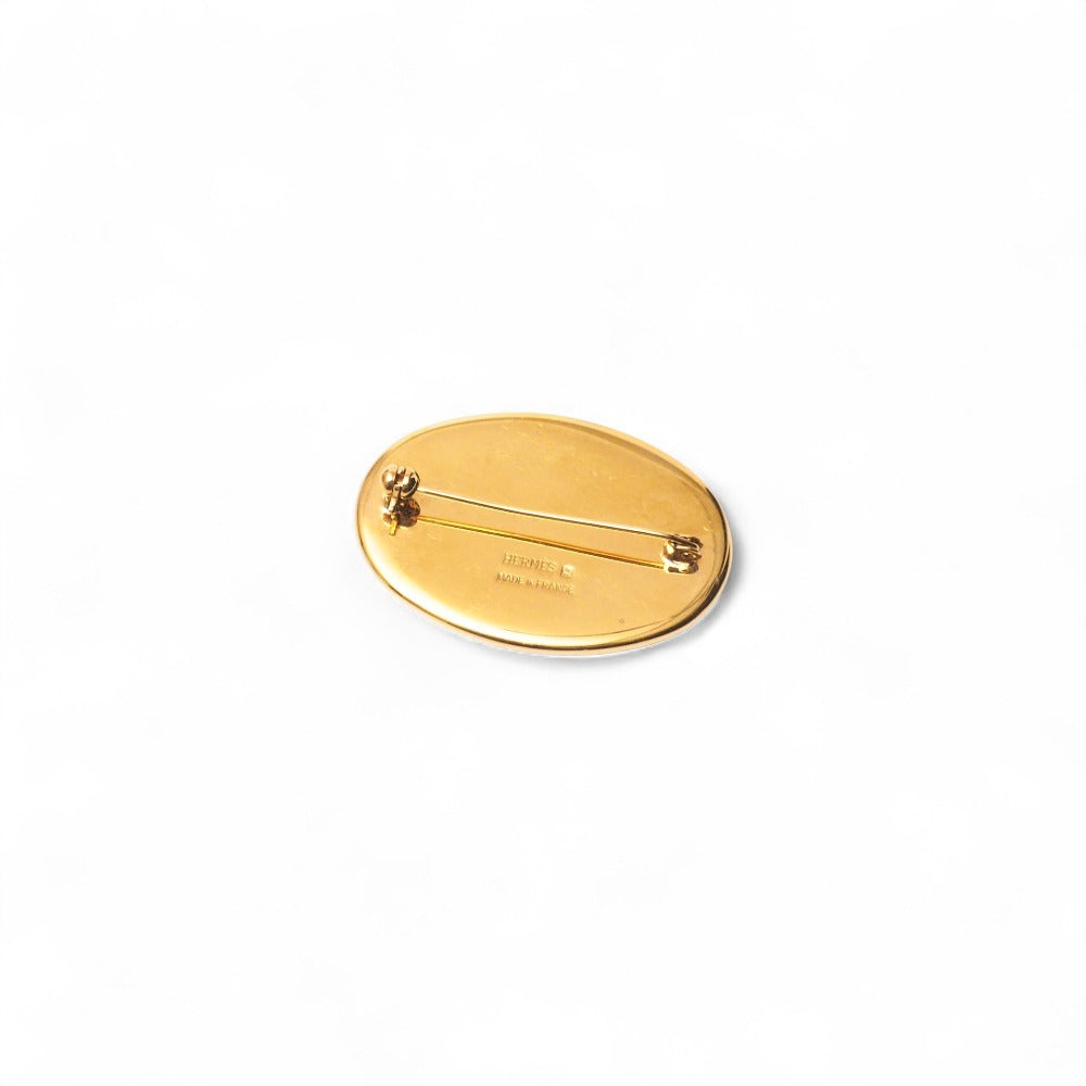 HERMES Brooch Black Red Blue Gold