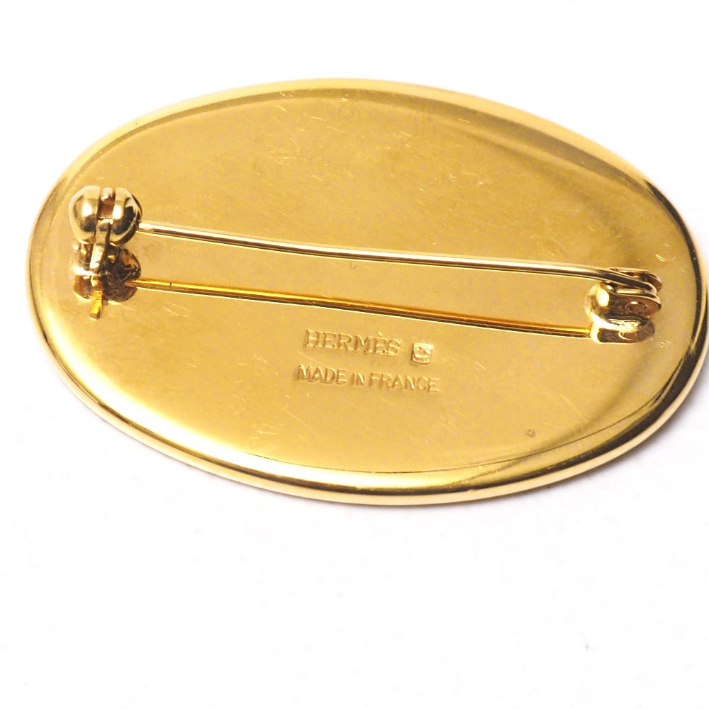 HERMES Brooch Black Red Blue Gold