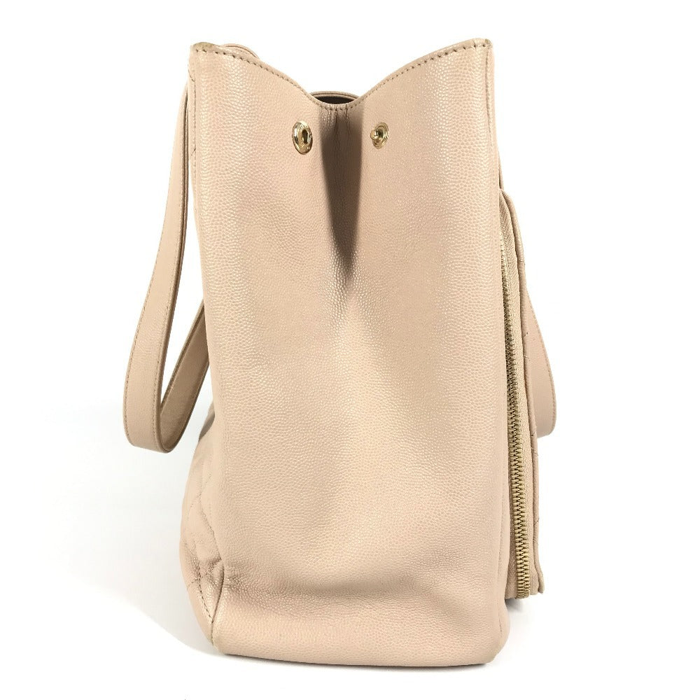 CHANEL Shoulder Bag Caviar skin beige CC COCO Mark business affinity shopping Women