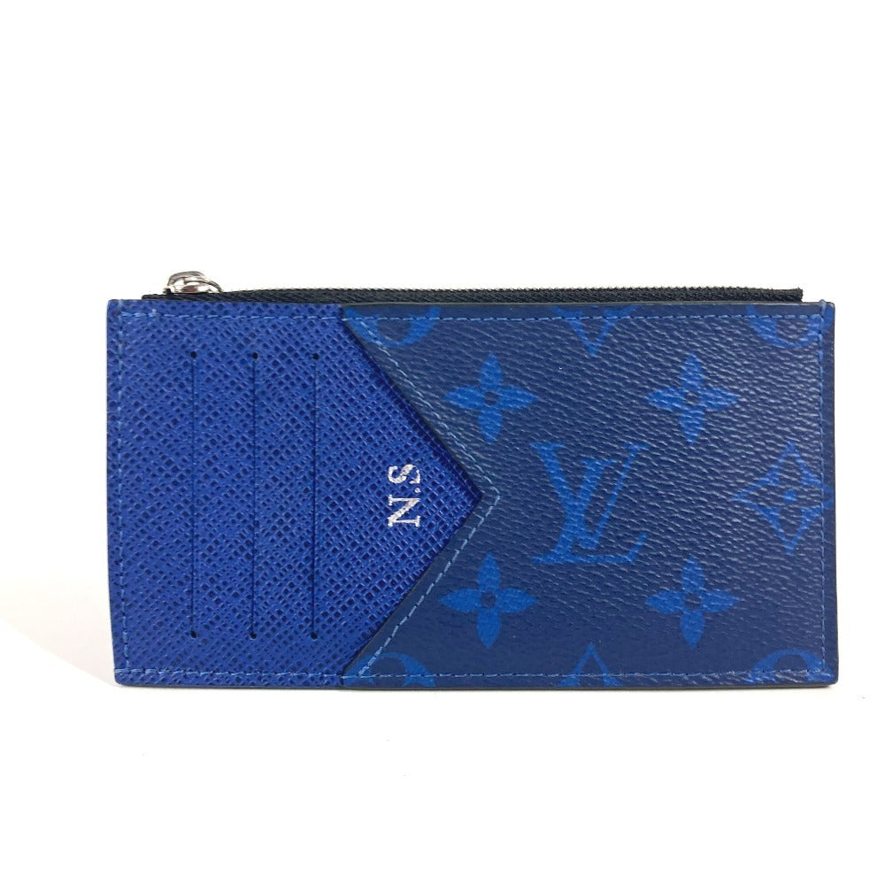 LOUIS VUITTON Coin case M30270 Taiga Leather, Monogram Canvas blue Taigalama Coin card holder mens(Unisex)