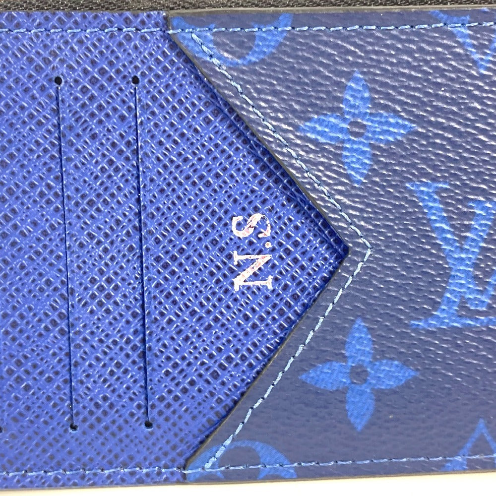 LOUIS VUITTON Coin case M30270 Taiga Leather, Monogram Canvas blue Taigalama Coin card holder mens(Unisex)