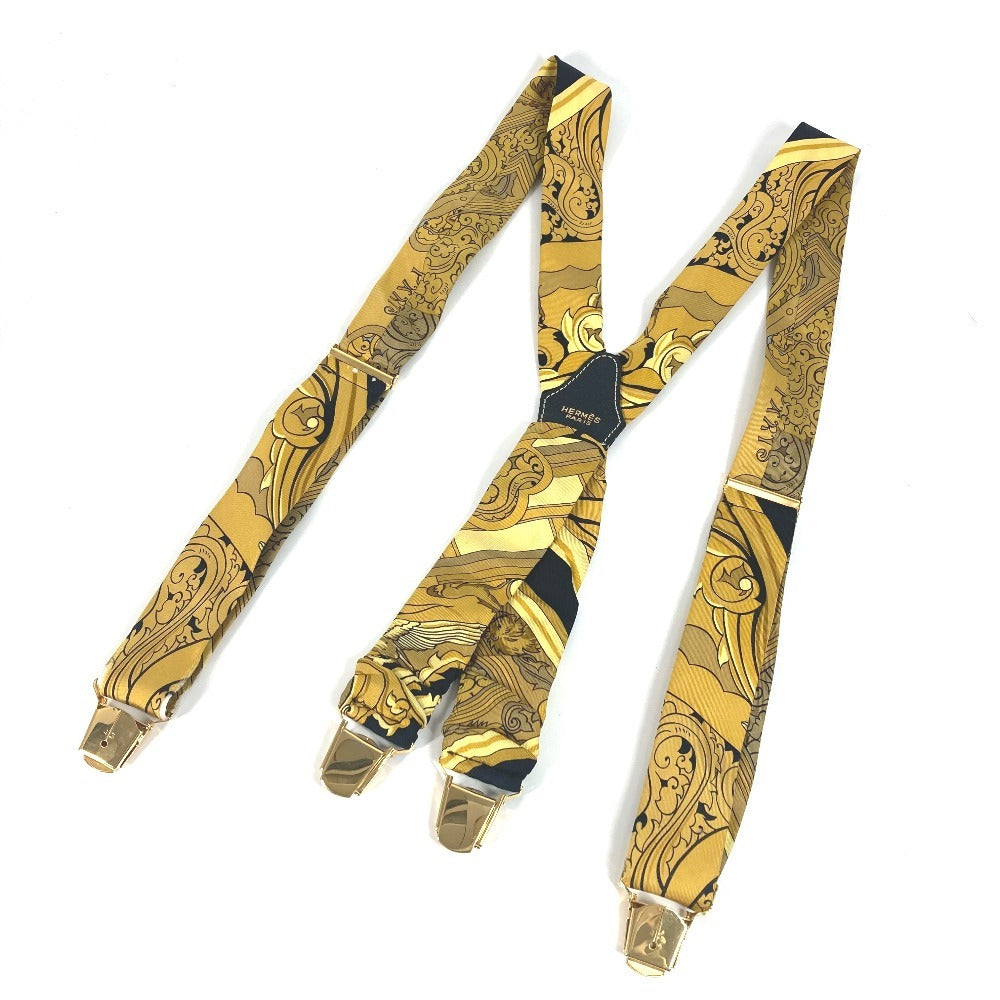 HERMES suspenders silk yellow Overall handle