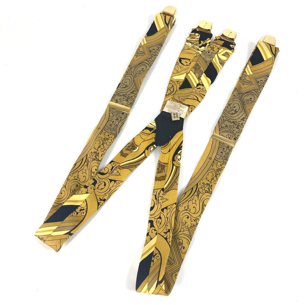 HERMES suspenders silk yellow Overall handle