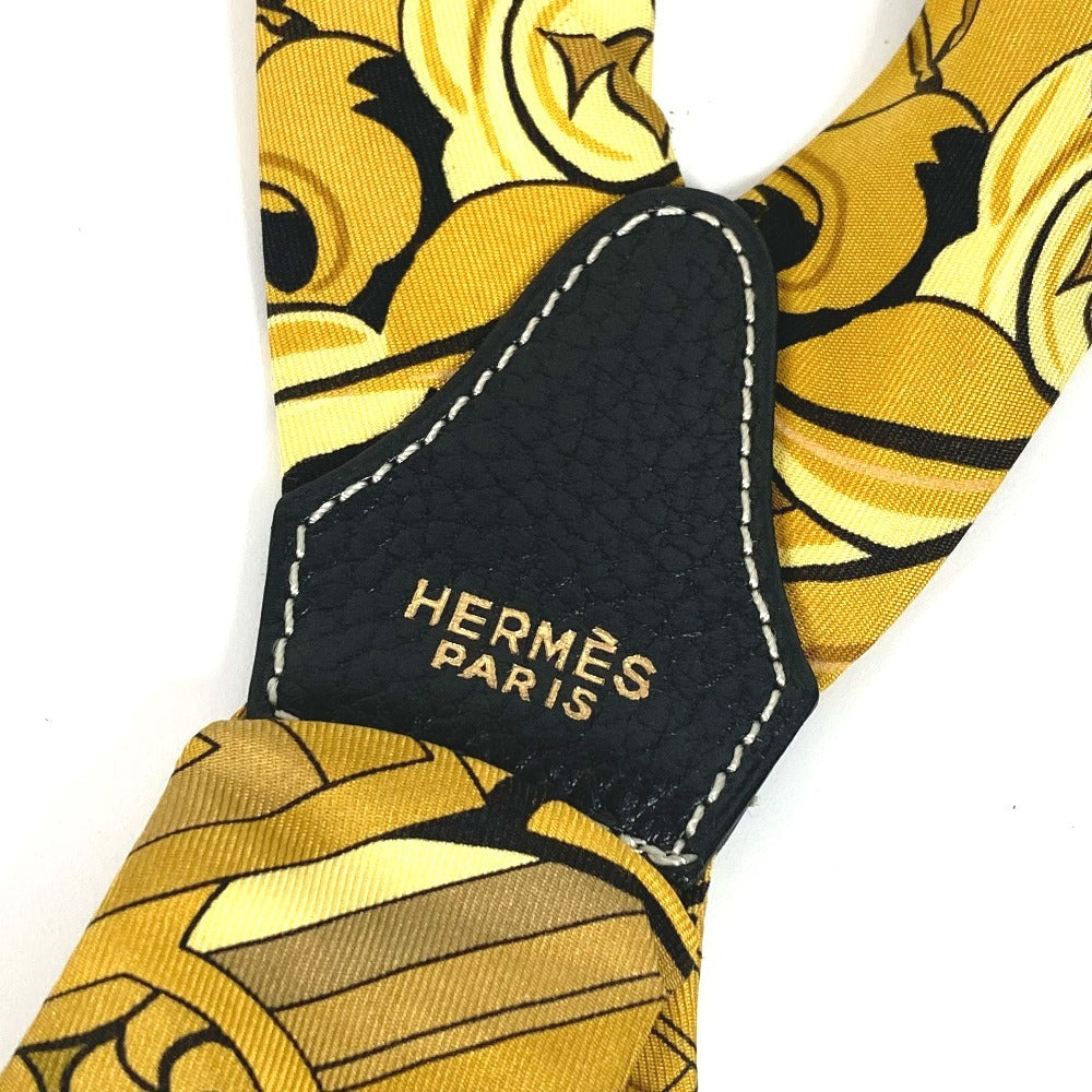 HERMES suspenders silk yellow Overall handle