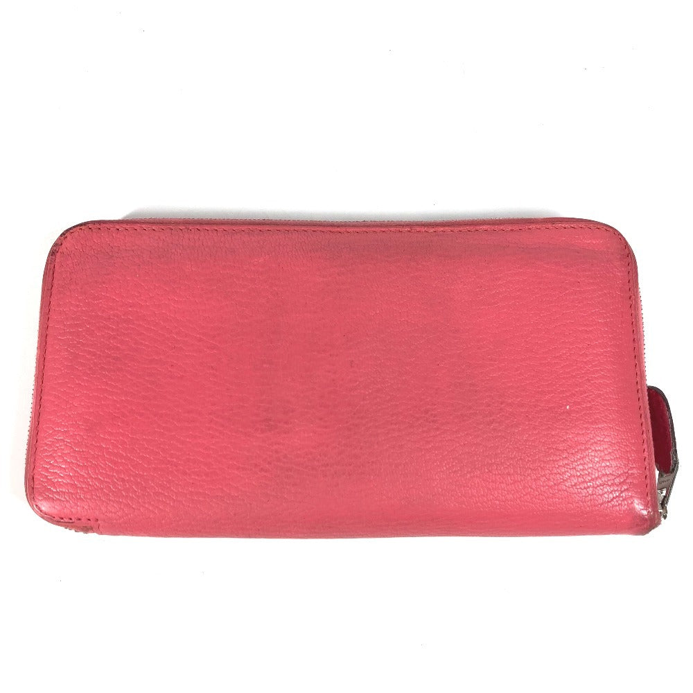 HERMES Long Wallet Purse Shave pink Punching logo Evelyn Azap-Long