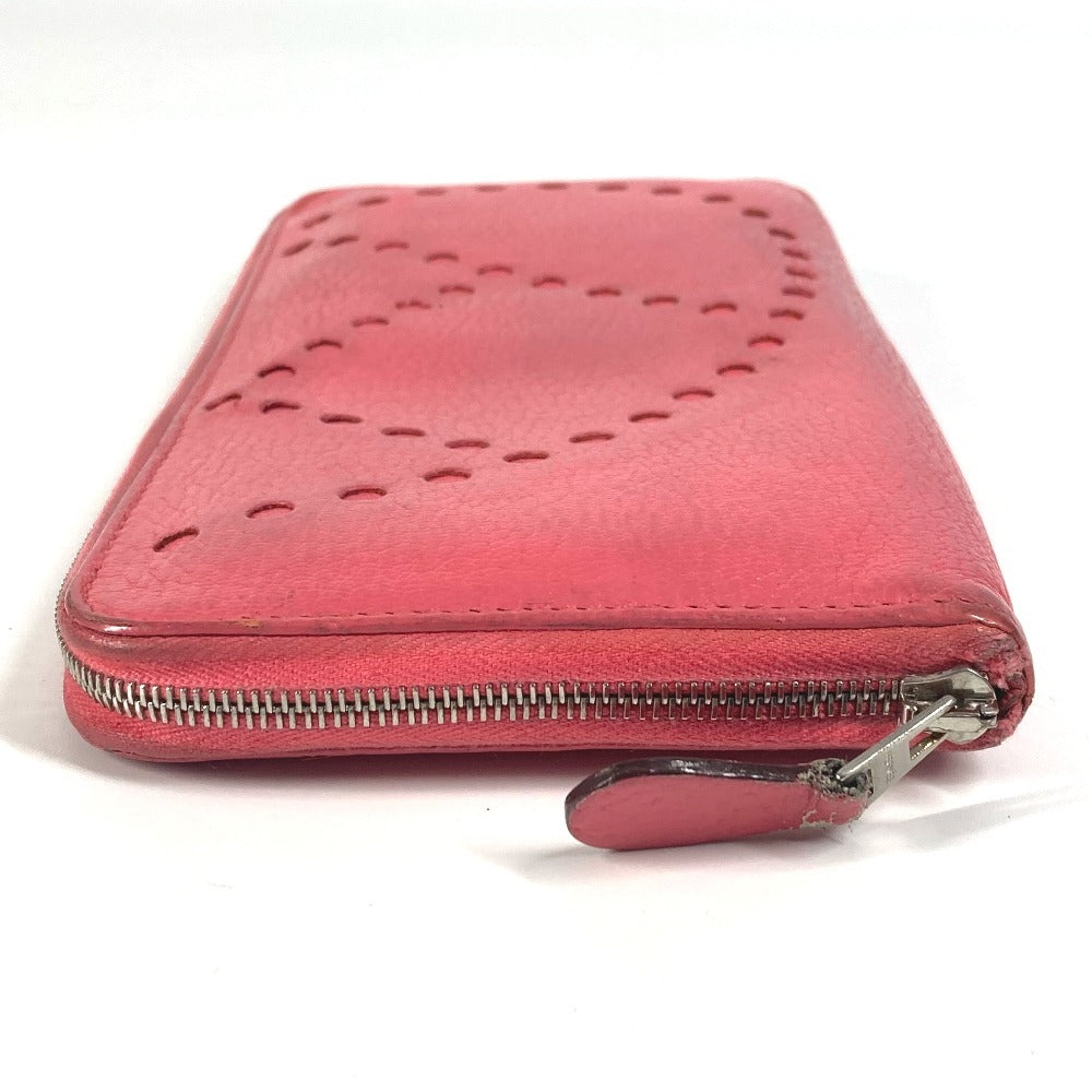 HERMES Long Wallet Purse Shave pink Punching logo Evelyn Azap-Long