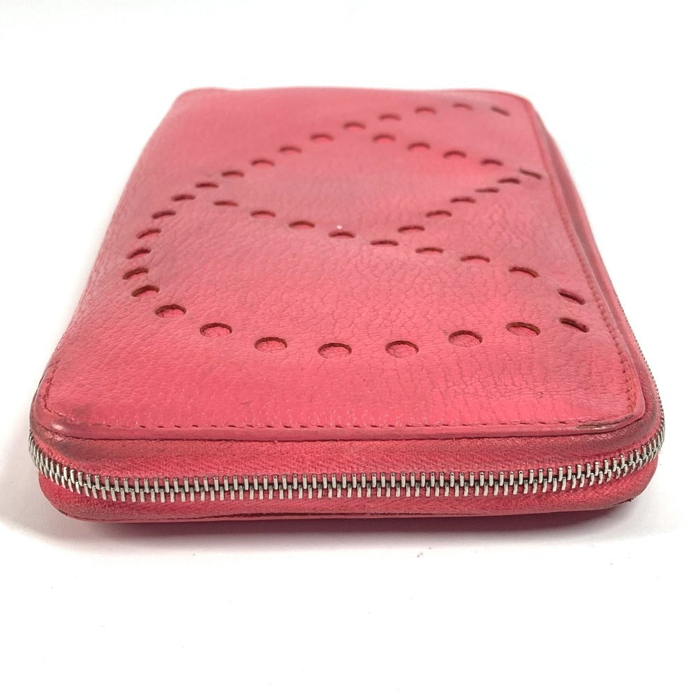 HERMES Long Wallet Purse Shave pink Punching logo Evelyn Azap-Long