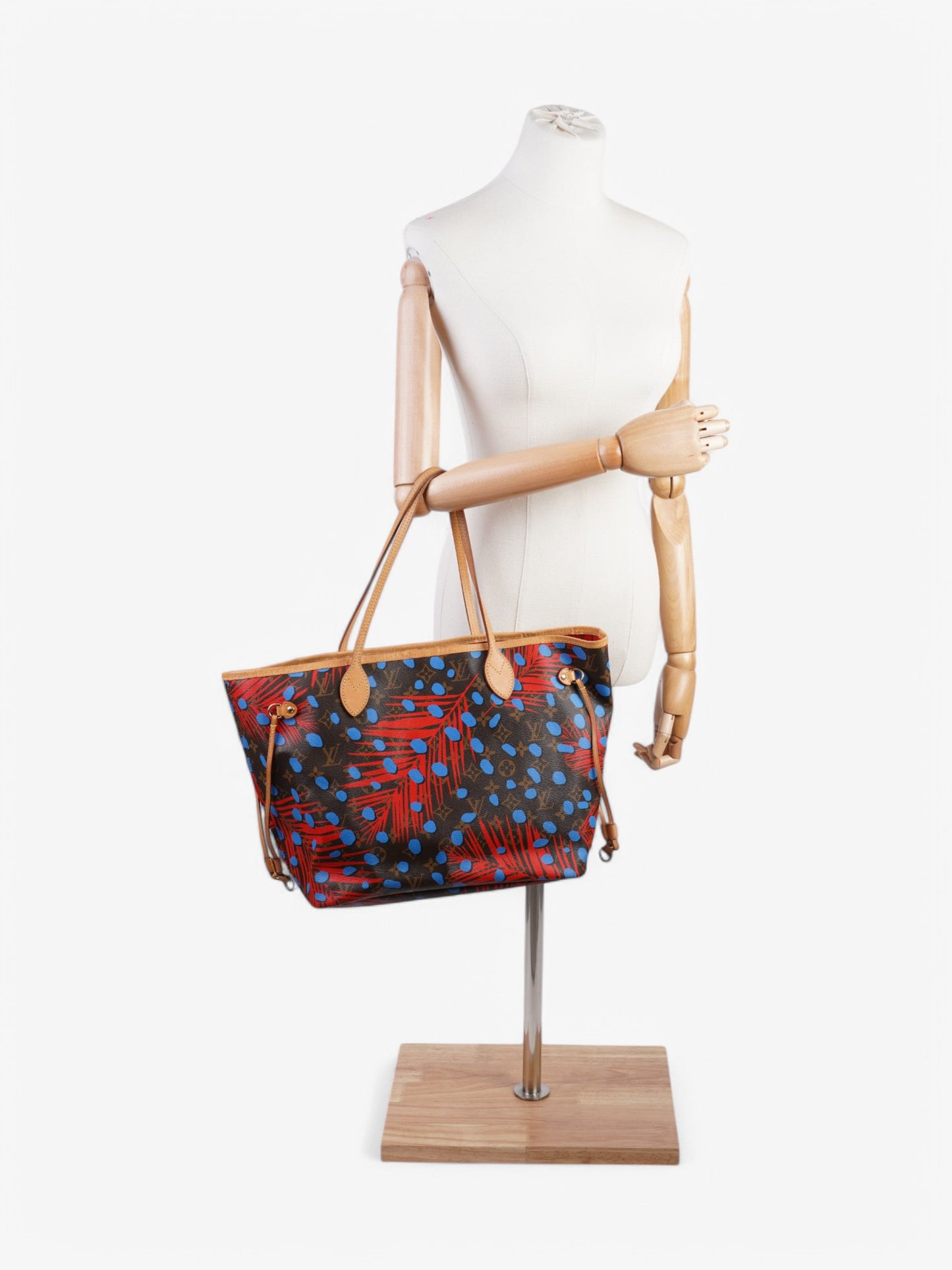 Louis Vuitton Neverfull Monogram / Red / Blue Coated Canvas MM