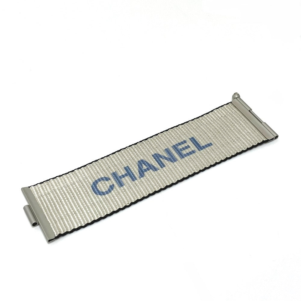 CHANEL bracelet Nylon Silvertypex Blue logo 99S Women