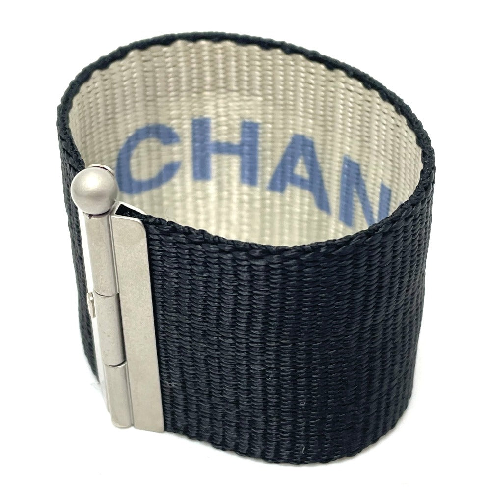 CHANEL bracelet Nylon Silvertypex Blue logo 99S Women