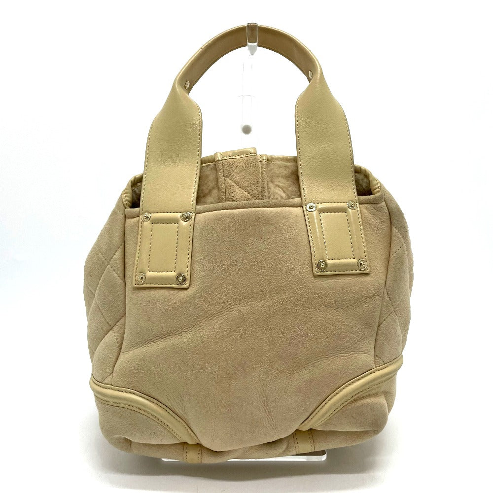 CHANEL Handbag Mouton / Leather Beige x Gold Metal CC COCO Mark Mokomoko Women