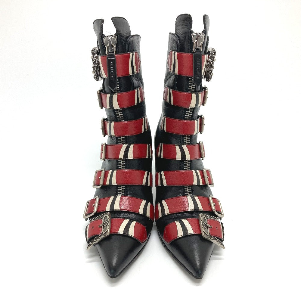 GUCCI boots 452915 leather Red x black shoes King Snake Women 35.5