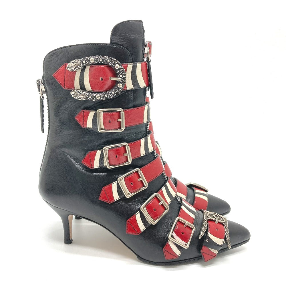 GUCCI boots 452915 leather Red x black shoes King Snake Women 35.5