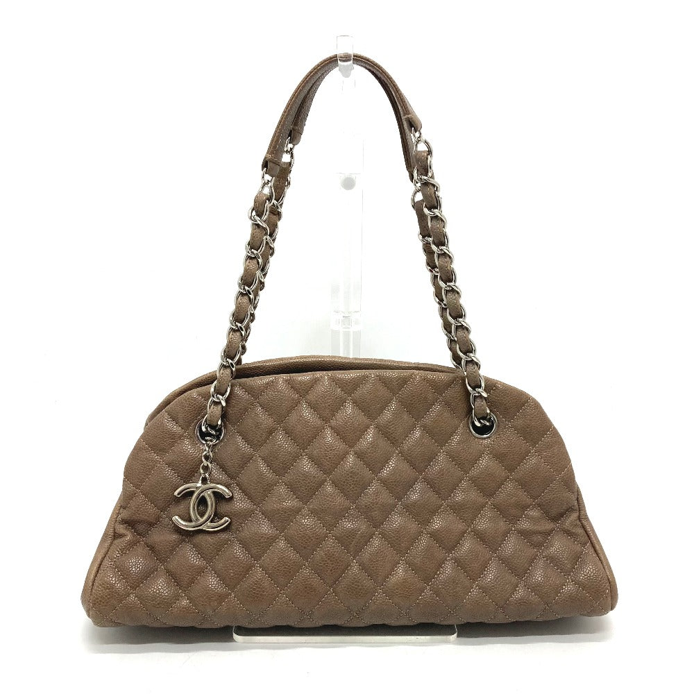 CHANEL Shoulder Bag Caviar skin Brown CC COCO Mark Mademoiselle Bowling Women