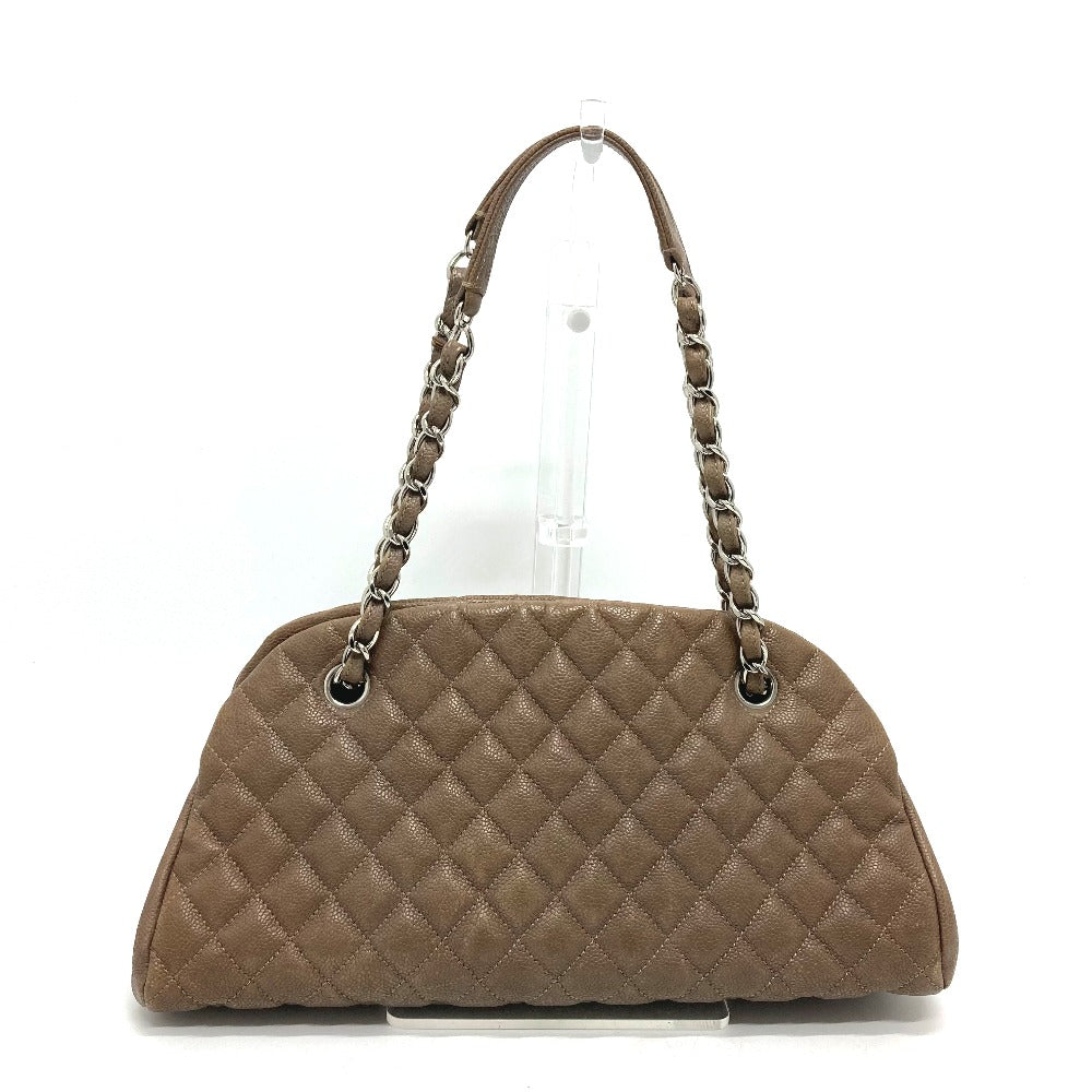 CHANEL Shoulder Bag Caviar skin Brown CC COCO Mark Mademoiselle Bowling Women