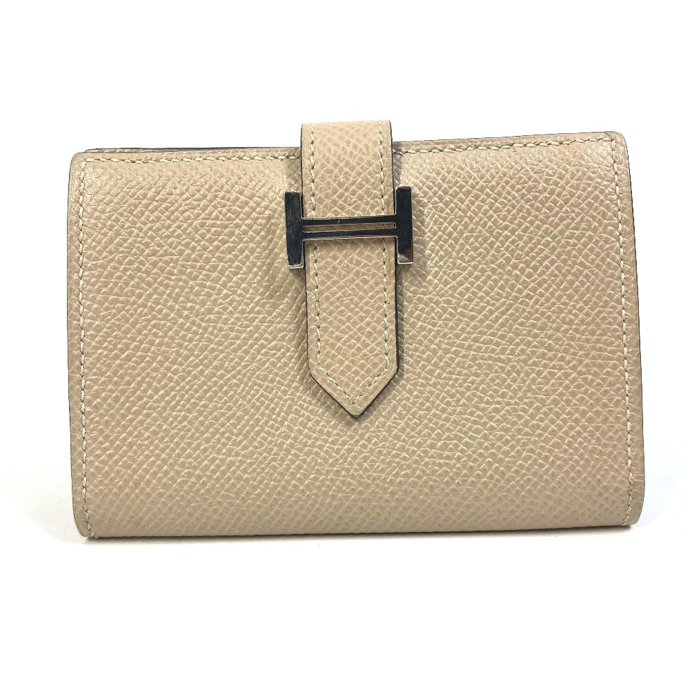 HERMES Card Case Epsom beige Two fold Bean mini unisex(Unisex)
