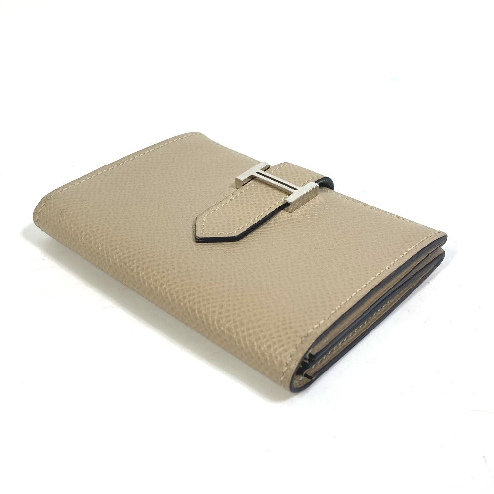 HERMES Card Case Epsom beige Two fold Bean mini unisex(Unisex)
